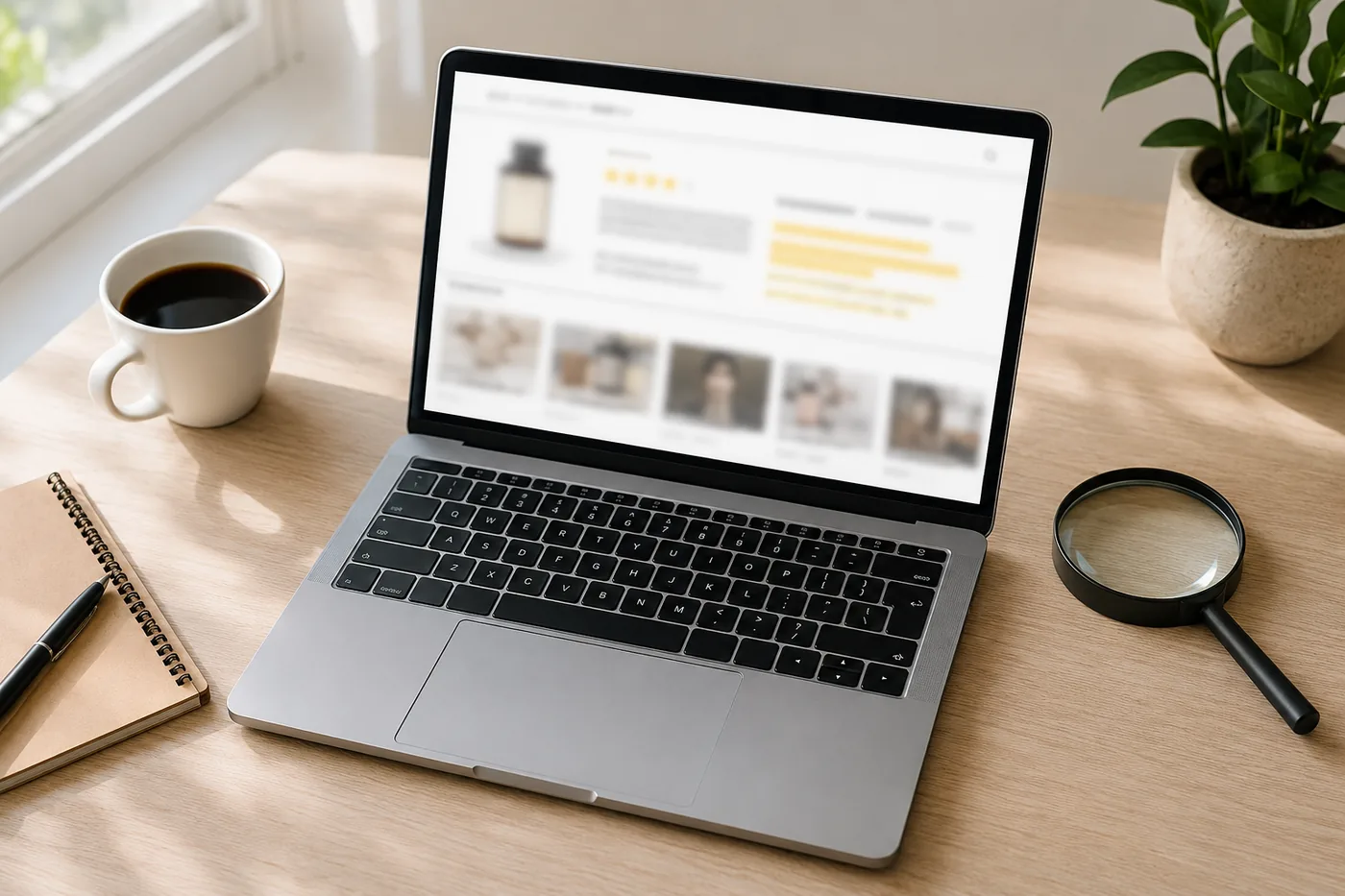 Page d'avis produit consultée sur un ordinateur portable